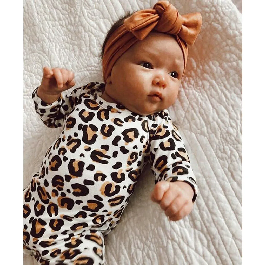 Хлопковый комбинезон с леопардовым принтом для новорожденных мальчиков и девочек, боди, комплект одежды, одежда,# ES
