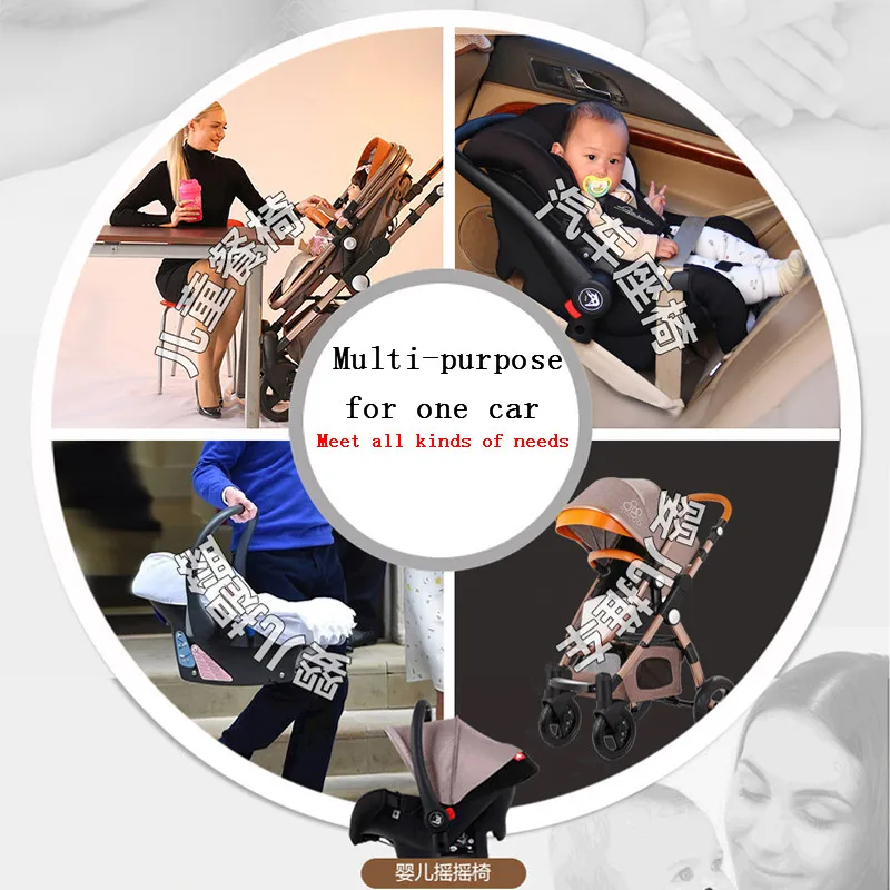  Luxury Stroller 4-in-1 Car Seat High Landscape Stroller Newborn Travel System Foldable 3-in-1 Strol