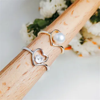 

Classic Sterling Silver 925 Adjustable Ring Accessories Women Wedding Pearl Simple Silver Zircon Ring Jewelry