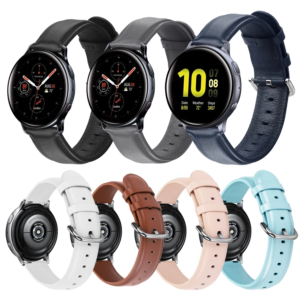 Ремешок кожаный для active 2 браслет Samsung Galaxy watch Huawei GT 2e amazfit GTR 40 мм 44 20 22 46 42 мм|Ремешки