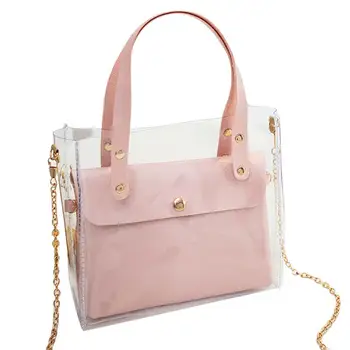 

Fanspack Women's Transparent Shoulder Bags Fashion PU Leather Top Handle Bag Crossbody Bag With Inner Purse 2020 New Arrive