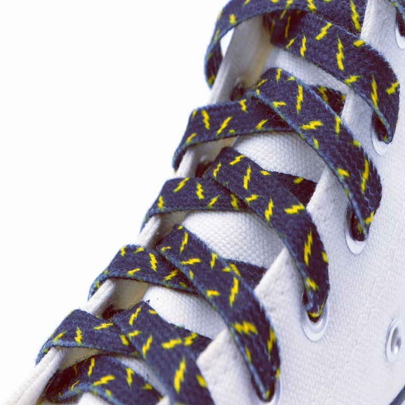 

Coolstring 8MM A Pair Wide Shoe Accessories Black&Yellow Lighting Heat Transfer Printing Flat Laces Canvas Boots Cotton Ropes 20