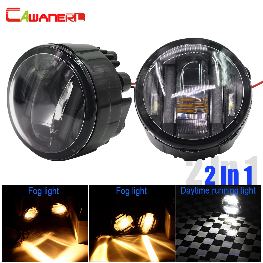 Cawanerl 2 Pieces Car Led Fog Light Drl Daytime Running Lamp For