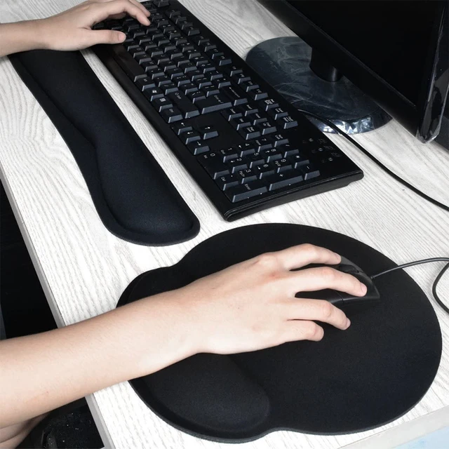 Repose-poignet de clavier et tapis de souris avec support de poignet,  ensemble de mousse à mémoire de forme pour ordinateur / ordinateur portable  / mac, durable et confortable et léger pour une