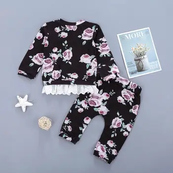 

PatPat 2020 New Arrival Spring and Autumn Baby Girl Sweet Floral Sets t-shirt and Pants Baby Girl Clothes