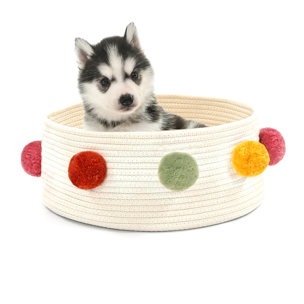 

Cute Round Woven Bite-Resistant Cat Bed House Cat Mat Summer Sleeping Cats Nest Cat Scratcher Pet Cushion Portable Pets Supplies