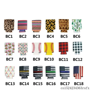 

100 Pcs Bottles Drink Coolers Baseball Neoprene Beer Cooler Lattice Rainbow Flag Bottles Coolers for 12oz Cans Bottle Covers