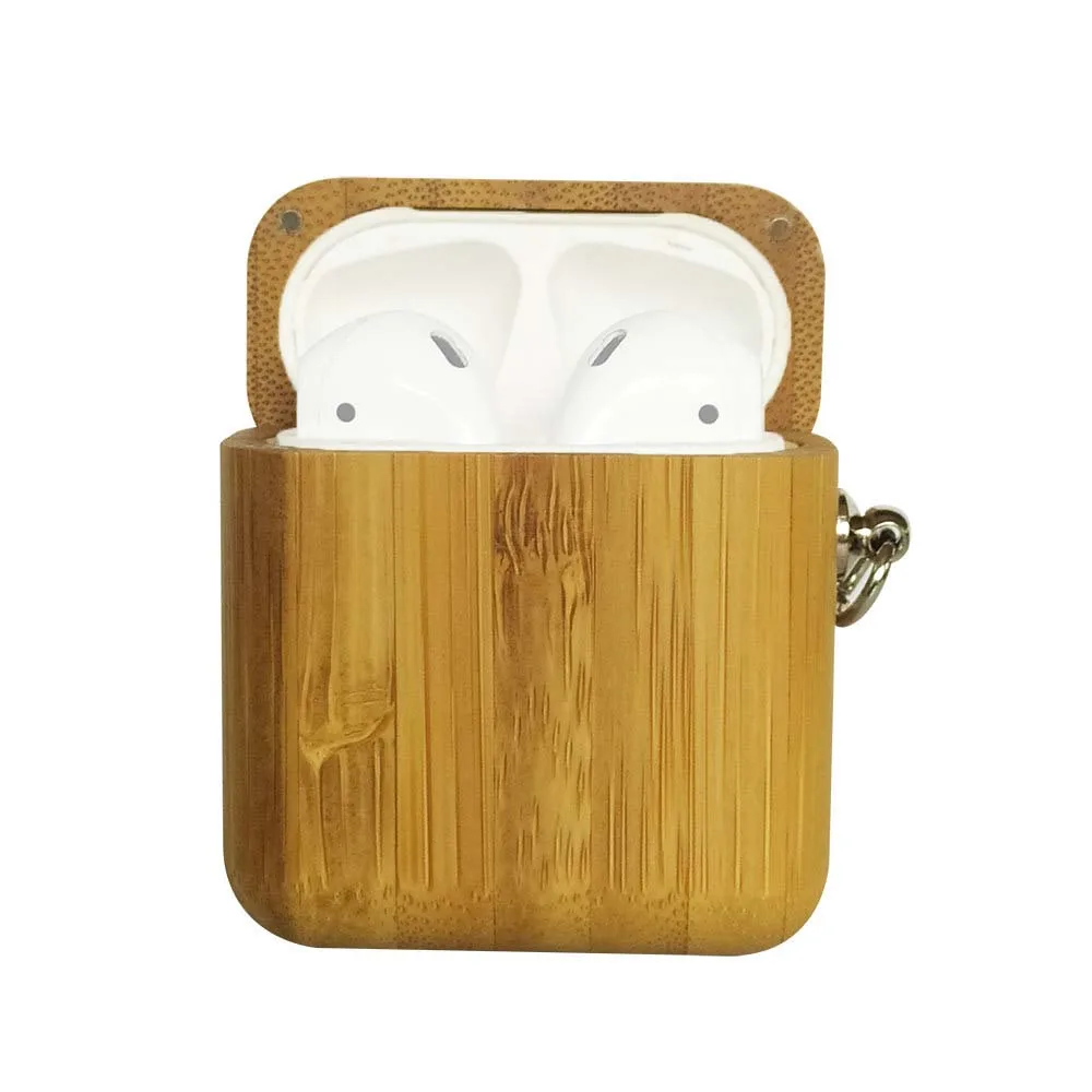 JINSERTA Натуральный Деревянный чехол для Airpods роскошный ручной работы с антиутерянной пряжкой орех палисандр для AirPods защитный чехол