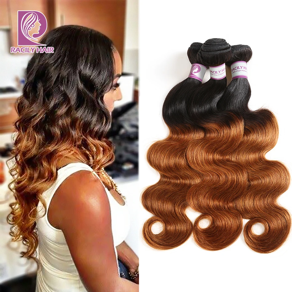 1/3/4Pcs Ombre Bundles 1B/30 Remy Body Wave Bundles Brazilian Hair Weave Bundles Colored Brown Human Hair Extensions Racily Hair 1/3/4Pcs Ombre Bundles 1B/30 Remy Body Wave Bundles Brazilian Hair Weave Bundles Colored Brown Human Hair Extensions Racily Hair