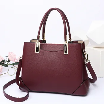 

2019 New Style Korean-style Fashion WOMEN'S Leather Bags Handbag Full-grain Leather Middle-aged Women's Mom Crossbody Bag
