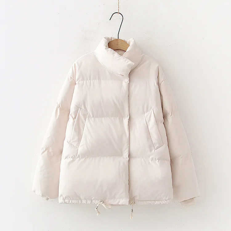 

Western Style WOMEN'S Dress 2019 Autumn And Winter New Style Casual Loose-Fit Drawstring Stand Collar Cotton Overcoat