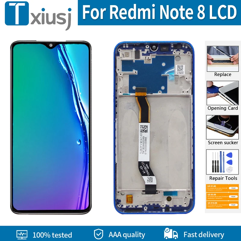 6.3'' Original Display For Xiaomi Redmi Note 8 LCD Touch Screen Digitizer Assembly Replacement Note8 LCD+Frame | Мобильные