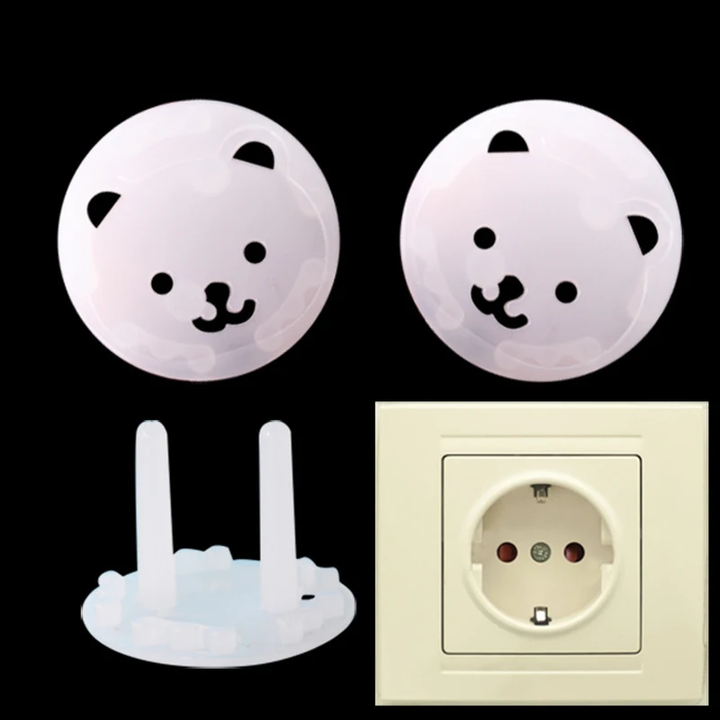 

8pcs Bear EU Power Socket Electrical Outlet Baby Kids Child Safety Guard Protection Anti Electric Shock Plugs Protector Cover
