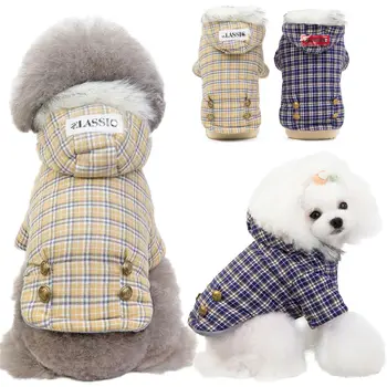 

Autumn and Winter Dog Coats Jackets Pet Dog Cat Clothes Fashion Thickened Cotton Jacket Striped Jackets Teddy British Gingham