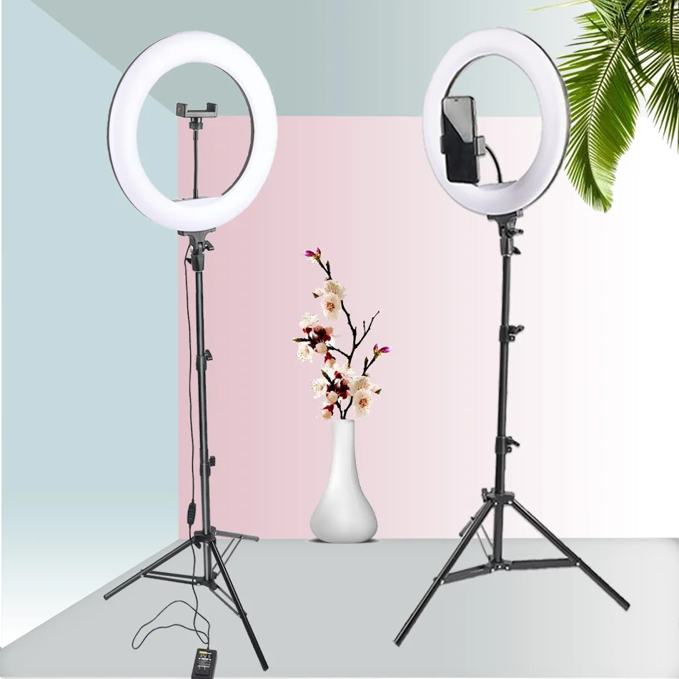  14inch/36cm Dimmable LED Ring Light Makeup Video Ring Lamp Photography with Phone Holder Tripod for - 4000341071243