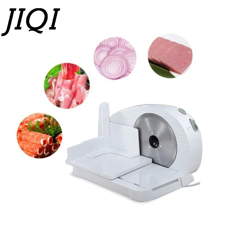 JIQI Electric Mutton Rolls Meat Slicer Mincer Automatic Beef Lamb Potato Slice Bread Food Cutter Grinder Machine 100W EU