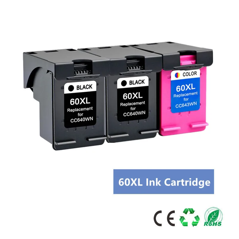 2Pk Black 1Pk Color Картридж с чернилами 60XL совместимый для hp 60 xl для hp 60 F2480 F2420 F4480 F4580 F4280 D2660 D2530 D2560 PhotoSmart C4680 принтер - Цвет: 2Pk Black 1Pk Color