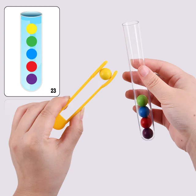 Clip beads test tube toy children logic concentration fine motor training game Montessori teaching aids educational toy for kids 2