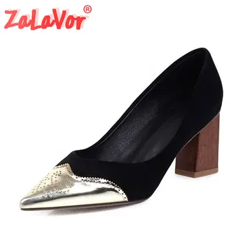 

ZALAVOR Sexy Women Pumps Shoes Fashion Gold Pointed Head Thick High Heels Shoes For Ladies Swallow Mouth Footwear Size 34-43