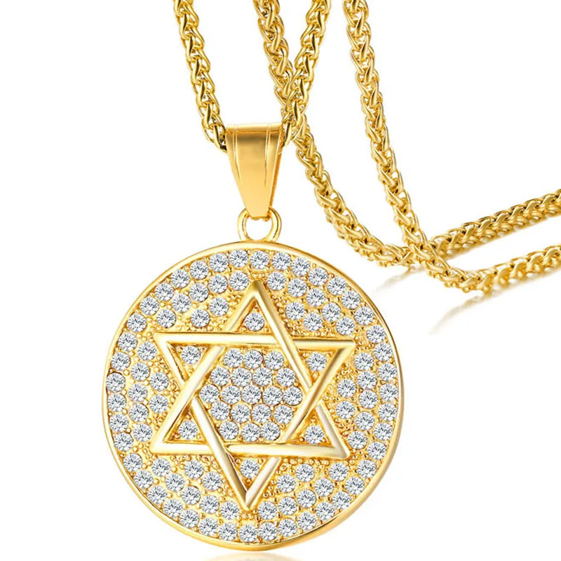 

Zircon Six star pendants gold necklaces mens stainless steel pendants gift for man accessories jewelry on the neck best friend