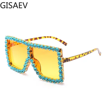 

GISAEV Driving Glasses Woman Square Oversized Frame Diamonds Sunglasses Luxury Color Rhinestone Fashion UV400