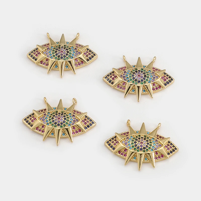 2Pcs Multicolor Sun Designer Charms Eye Pendant For DIY Earrings Necklace Bracelet Make Accessories Jewelry Making Gold