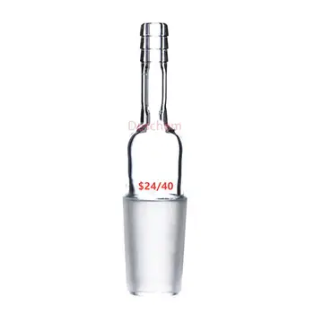 

24/40,Glass Socket To Rubber Hose Inlet Adapter,Straight Connection W/Screw