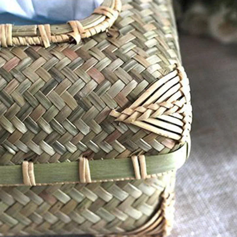 Ткацкая коробка из бамбука ручной работы, винтажная Экологически чистая коробка для хранения, AUG889