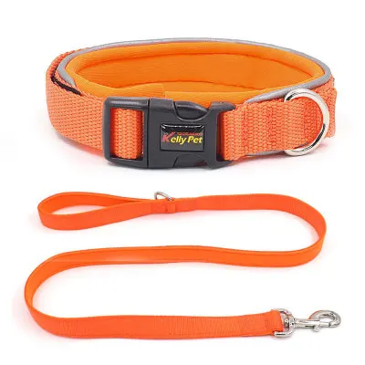 Orange Set Кожаный ошейник для собаки, набор поводков, персонализированные ошейники для французского бульдога, 6 цветов, кожаный поводок для собаки для маленьких, средних и больших собак, питбуль - Цвет: Orange Set