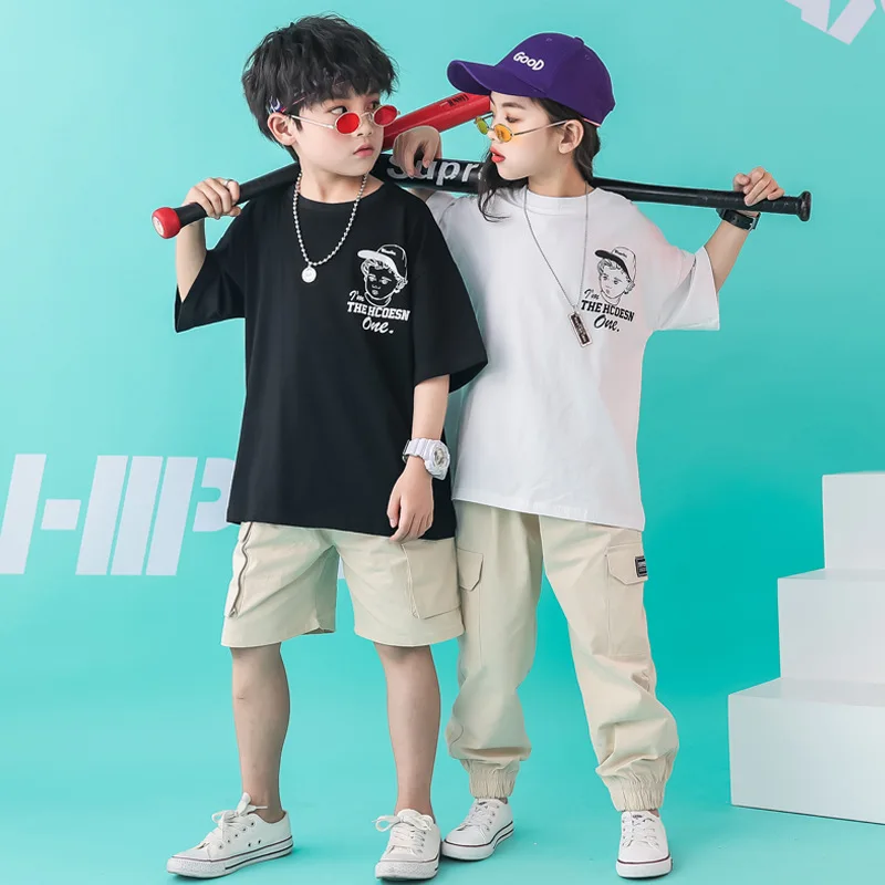 

Kids Dance Wear Jazz Ballroom Dancing Costumes T Shirt Pants Modern Show Hip Hop Costumes for Girls Boys Clothes Wear