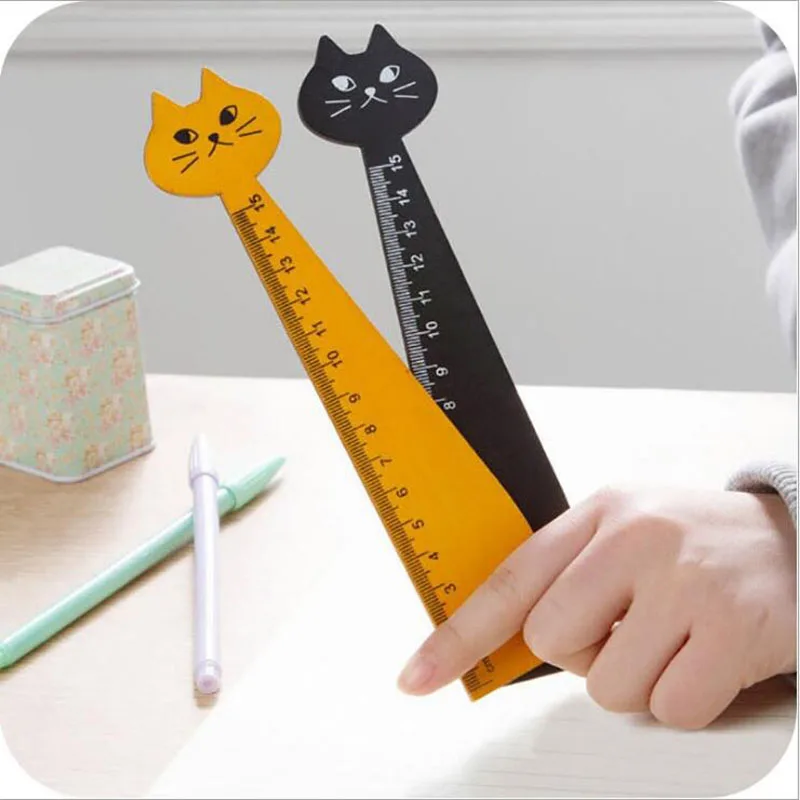 Кот дизайн деревянные линейки, 15 см линейка, Kawaii Канцелярские SQC507
