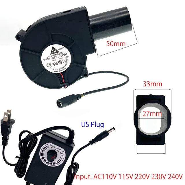 for Delta BFB1012VH  9733 Turbo Centrifugal Fan Blower 12V 1.80A High Speed with Variable Speed Controller for DIY Cooling Blower Duct with US