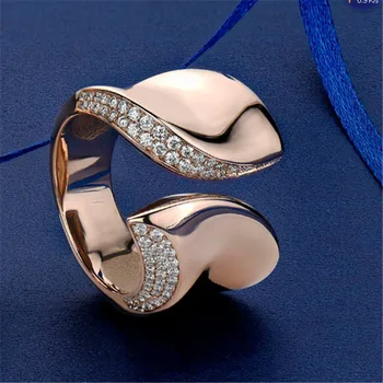 

Charm Female Geometric Finger Ring Unique Style Cross Curved Rose Gold Engagement Ring Vintage Wedding Rings For Women Jewelry