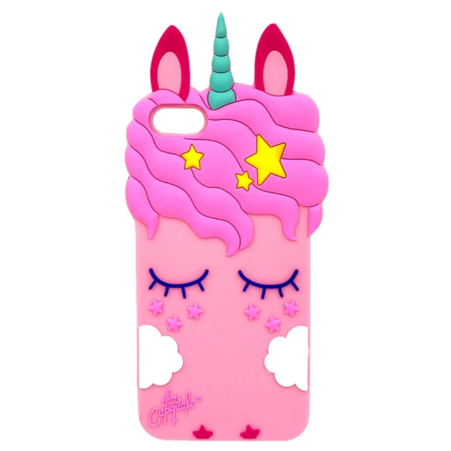 Phone Cases For iPhone 5 S 5S Coque Case Silicon 3D Cute Cartoon Shell For iPhone5 Back Cover For iPhone 5se Case Capinha Para unicorn pink
