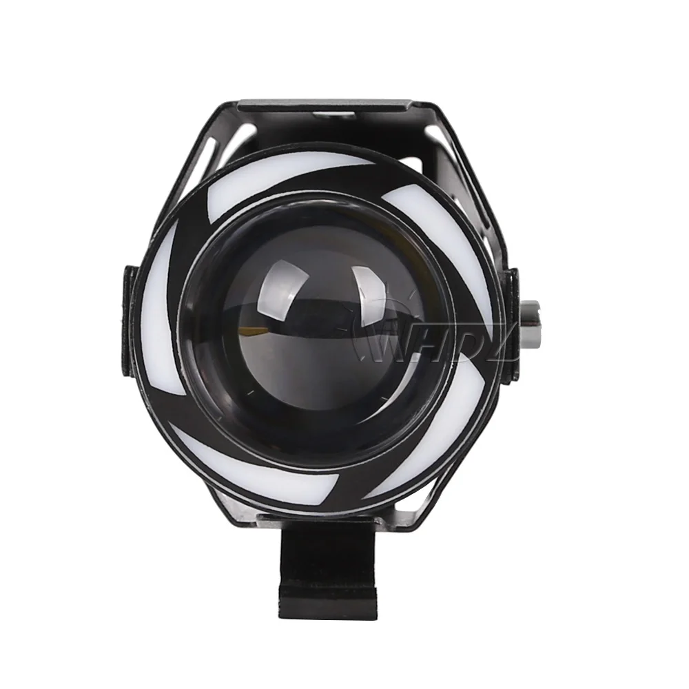 2pcs Motorcycle LED Headlight Fog Light with 1pc switch as gift for U7 125W 3000LM Devil Angel Eye DRL Moto Spot light (6)