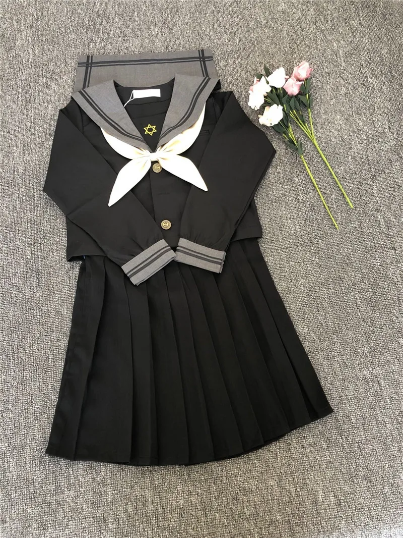 Black School Dresses Jk Uniforms Sailor Suit Anime Japanese School Uniform For Girls High School Students Pleated Skirt With Bow