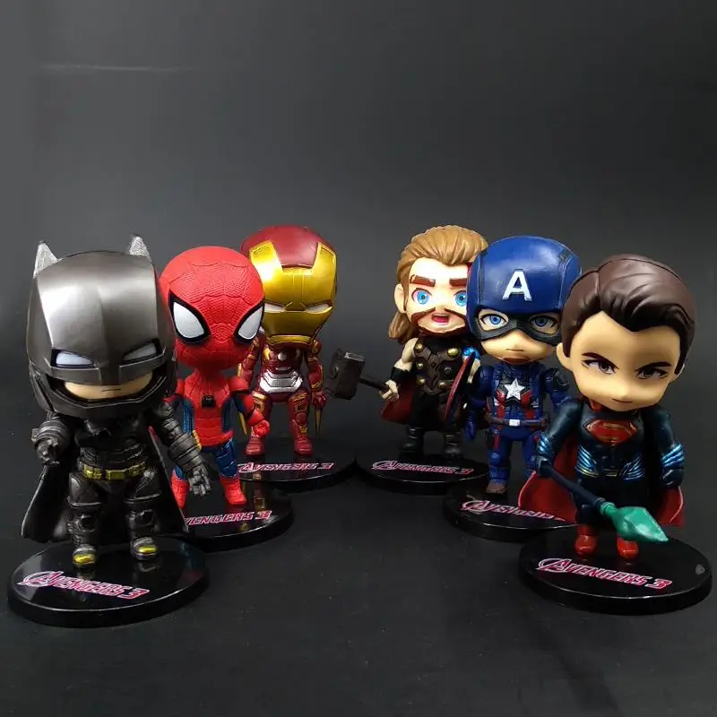 6 шт. Аниме фигурки Marvel Мстители Человек-паук легенды Funko горячие игрушки Figma Супермен железный человек Бэтмен Капитан Америка - Цвет: no box