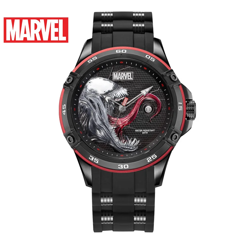 Мужские спортивные водонепроницаемые часы Marvel Avengers VENOM 50 м из нержавеющей стали