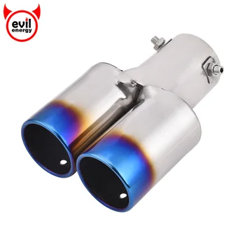 

evil energy For Audi A1 Audi A3 8v Universal Exhaust Pipe Stainless Steel Muffler Tips Double Outlet Car Rear Tail Throat Liner