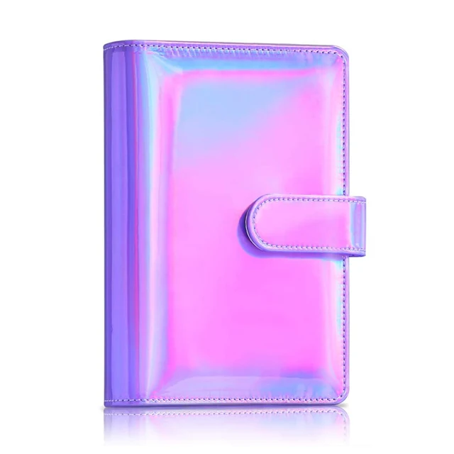 A6 PU Leather Notebook Refillable 6 Ring Binder Cover ,Rainbow Binder Budget Planner Cash Envelopes,with Magnetic Buckle Closure 1