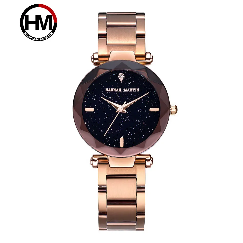 

Hannah Martin Women Watches Waterproof Rose Gold Stainless Steel Brand Luxury Fashion Ladies Quartz Watch Relogio Feminino