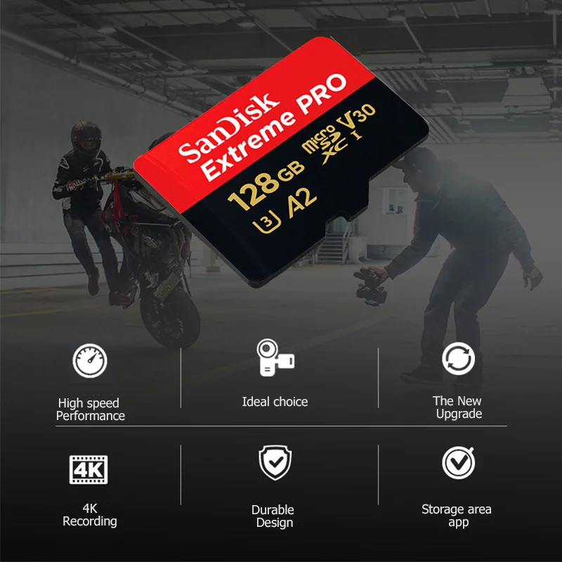 Карта памяти Sandisk Extreme Pro карта Micro SD max 128 ГБ 170 МБ/с./с A2 V30 U3 64 256 TF 4K UHD 1 ТБ|Карты
