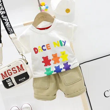 

Summer Infant Shorts Set Toddler Kids Cartoon Bear T-shirt With Short Pants 2pcs Baby Boy Outfit Newborn Cotton Casual Tracksuit