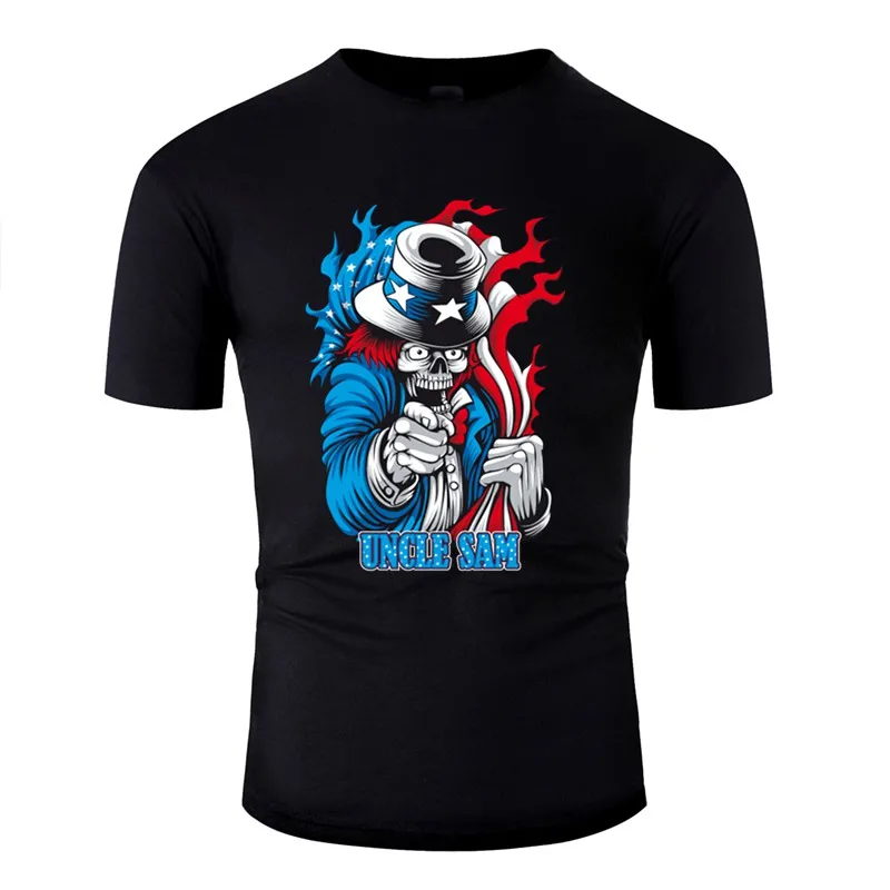 Мужская футболка с принтом Uncle Sam Crazy из 100% хлопка потрясающие футболки круглым