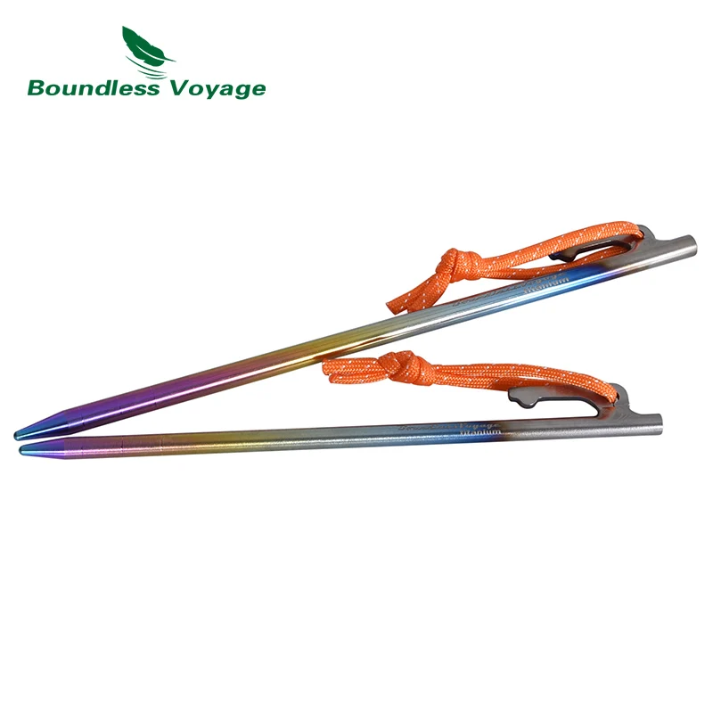 Boundless Voyage Titanium Tent Pegs Camping Nails Heavy Duty Tent Stakes Pins Hard Ground Accessories 20cm/24cm/30cm/35cm/40cm