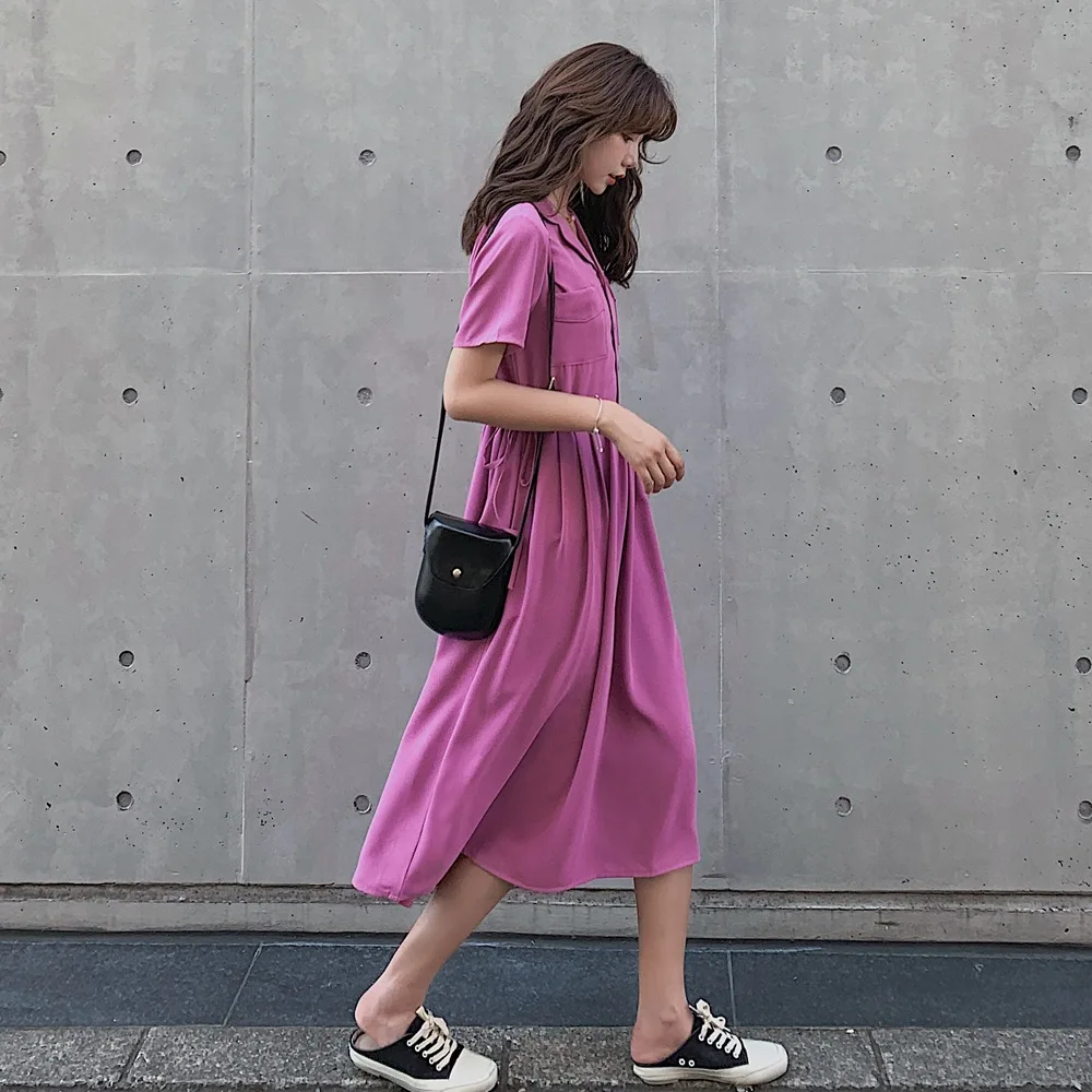 

France Non-mainstream Pleated Skirt Women's 2019 Summer New Style French Retro CHIC-Style Drawstring Waist Hugging Slimming Dres