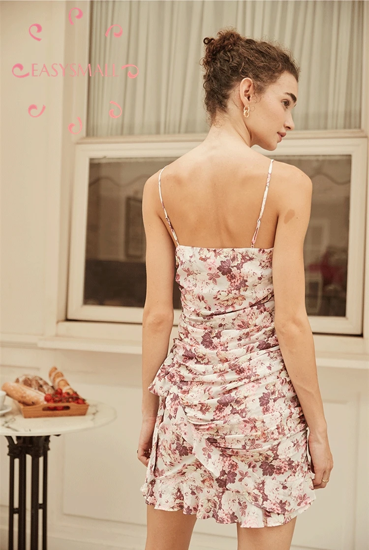 EASYSMALL For love lemons женское платье модное цветочное с оборками на бретельках высокого