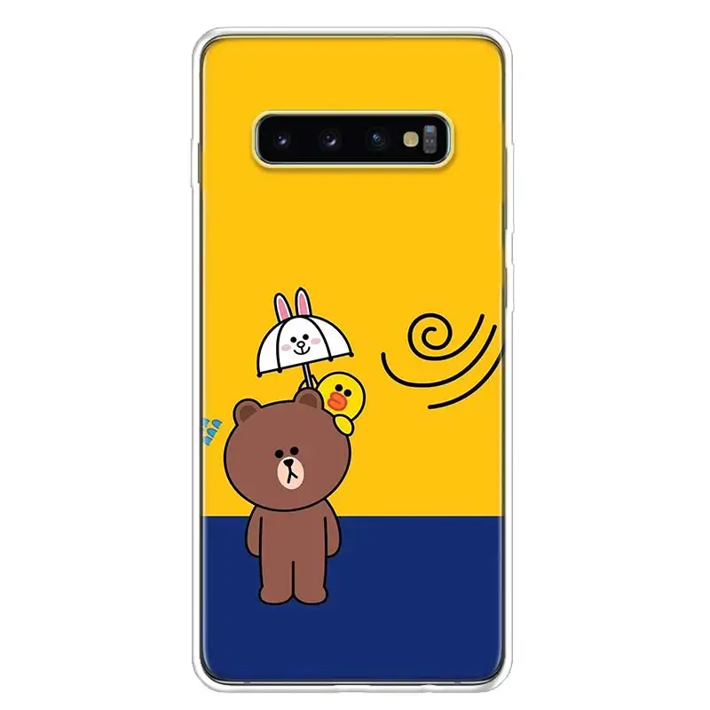 Line Town Brown Bear Cover Phone Case For Samsung Galaxy S10+ Lite Note 10 9 8 S9 S8 J4 J6 J8 Plus S7 S6 Coque Shell