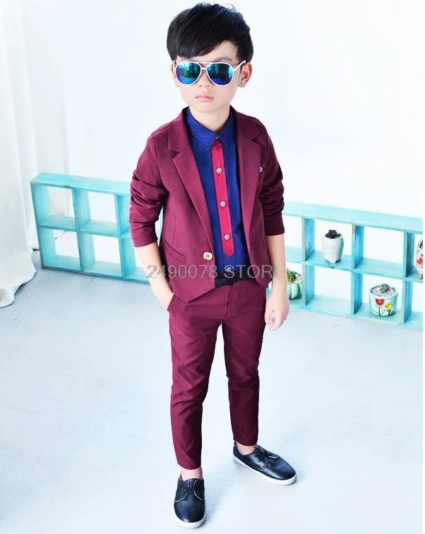 jacket pants H Строгие школьные костюмы для мальчиков на свадьбу; фирменные детские смокинги для вечеринок; Костюм Джентльмена для дня рождения; блейзер+ брюки; костюм из 2 предметов - Цвет: jacket pants H