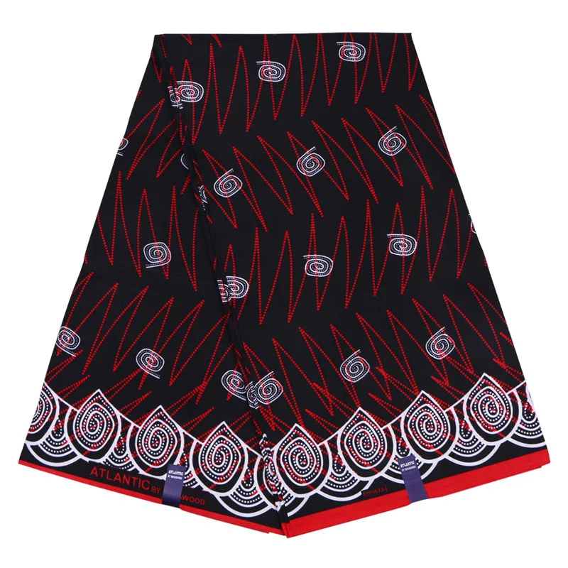 

2019 New Dutch Wax Fabric Fashion Red And White Print African Veritable Ankara Guaranteed Wax Printed Black Fabric